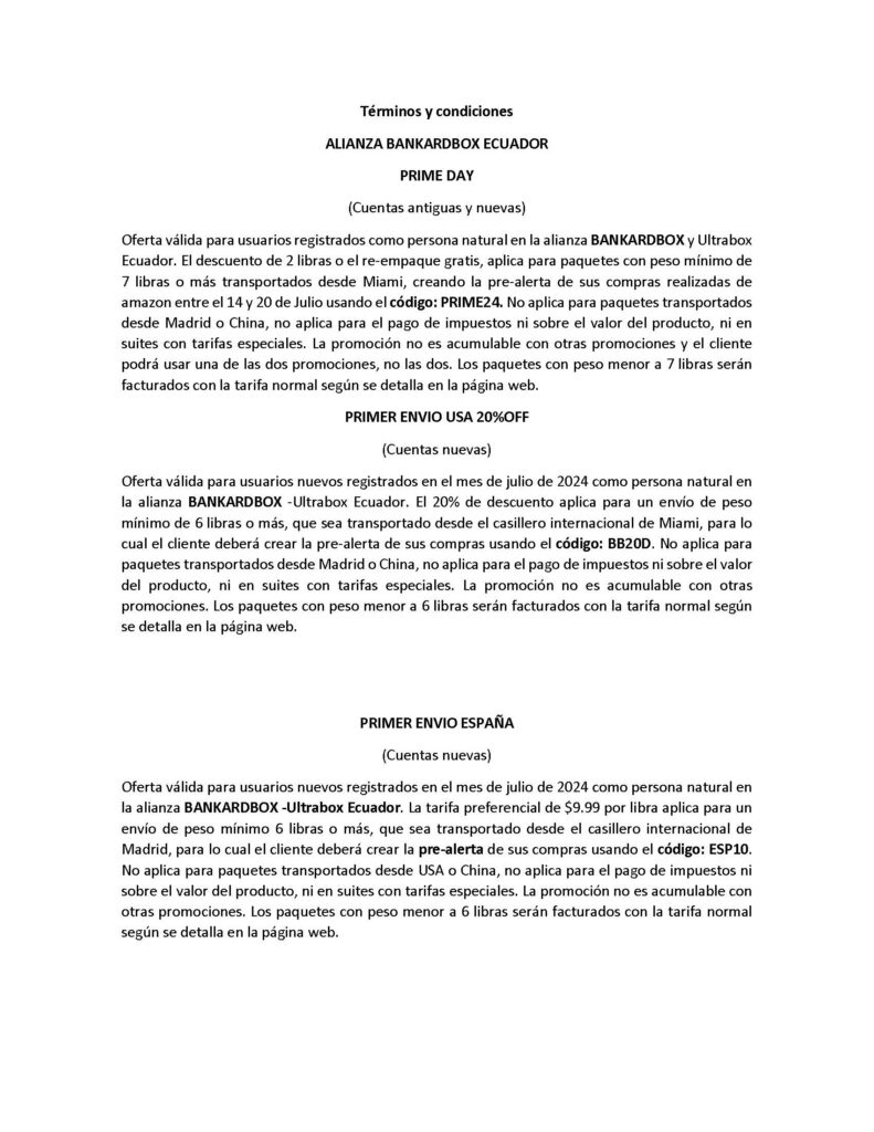 Términos y condiciones BANKARDBOX JULIO 2024